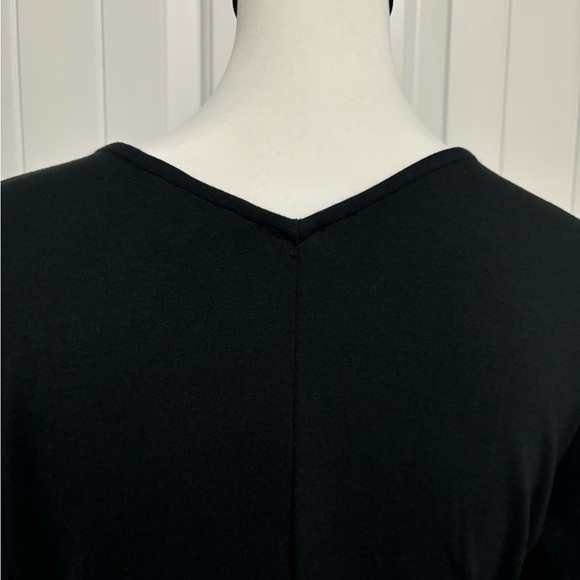 Lands End Black Faux Wrap Dress 3/4 Sleeve Surplice Neck Knee Length. Size 10-12 - Picture 4 of 5
